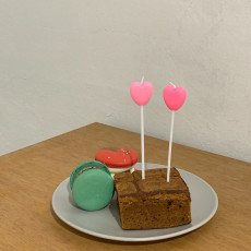 하트초 (핑크/블루) 생일초 케이크초 기념일초