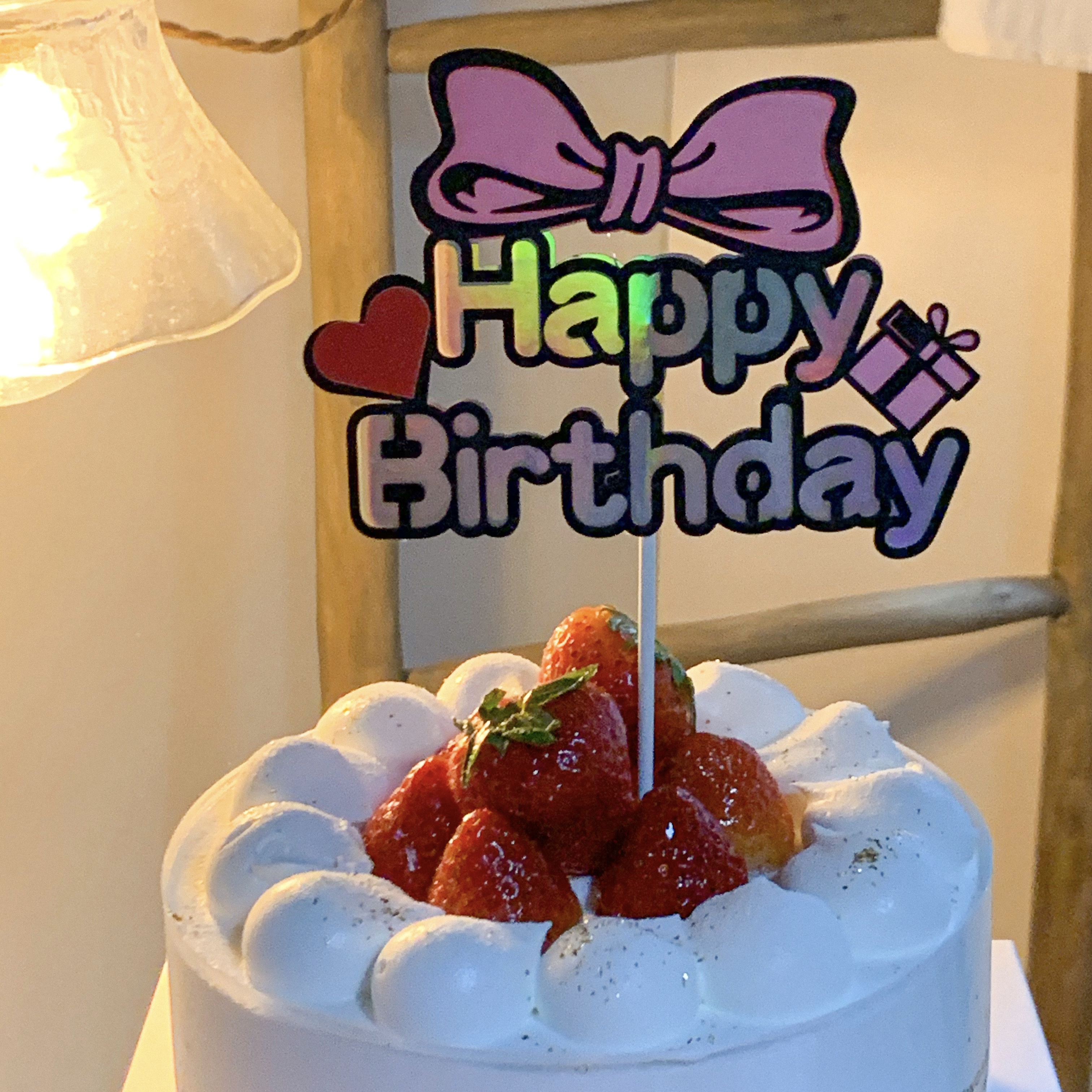 리본 생일토퍼