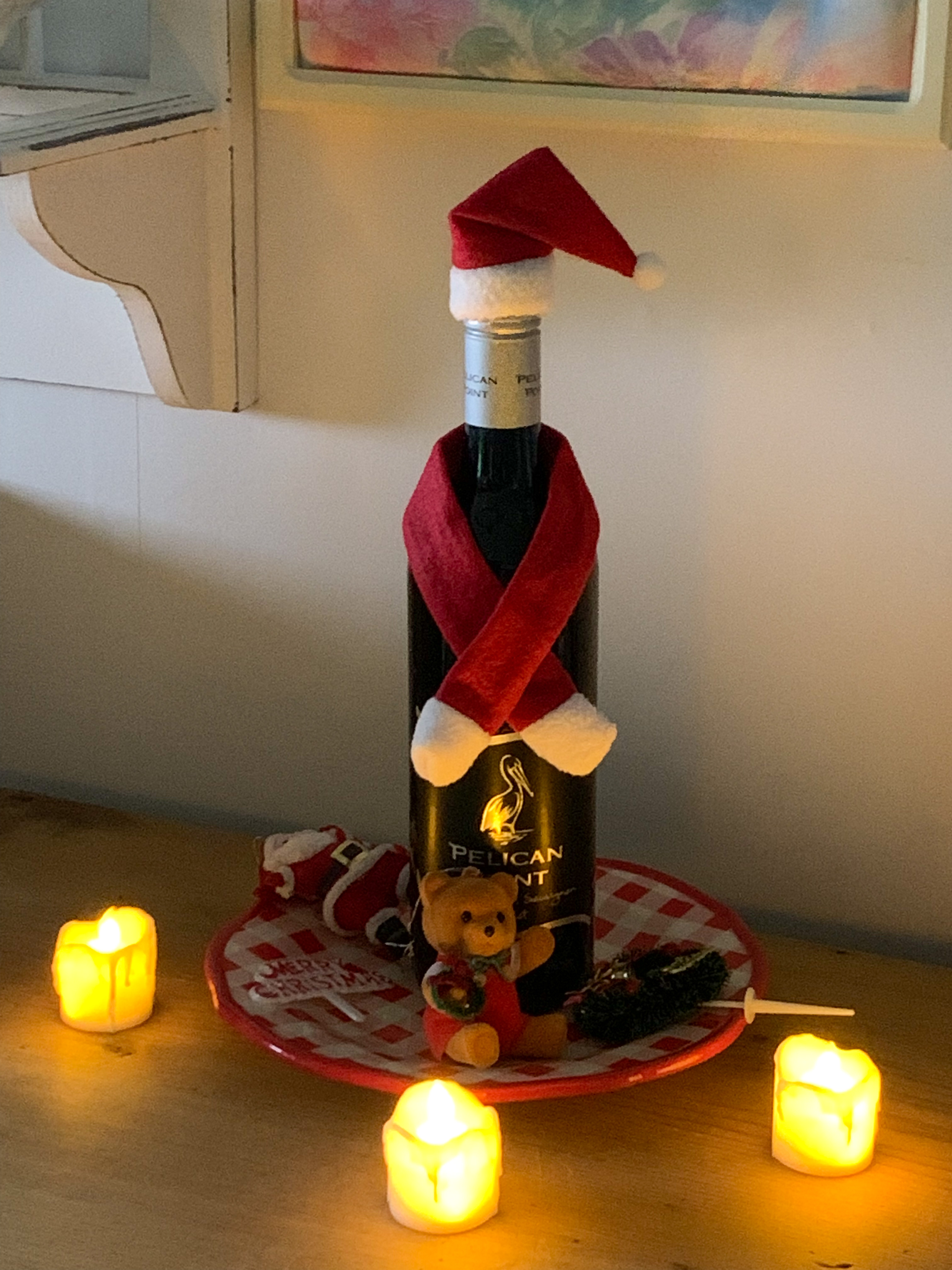 와인 산타 모자 목도리 세트 (크리스마스)