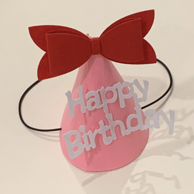핑크 리본 생일 고깔모자