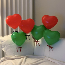 플라스틱 거치대 리본 풍선세트 크리스마스