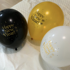 해피뉴이어 3색 풍선세트 연말 신년 파티