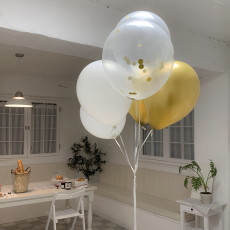 골드 풍선세트 (6개입) 컬링리본포함 (헬륨X)
