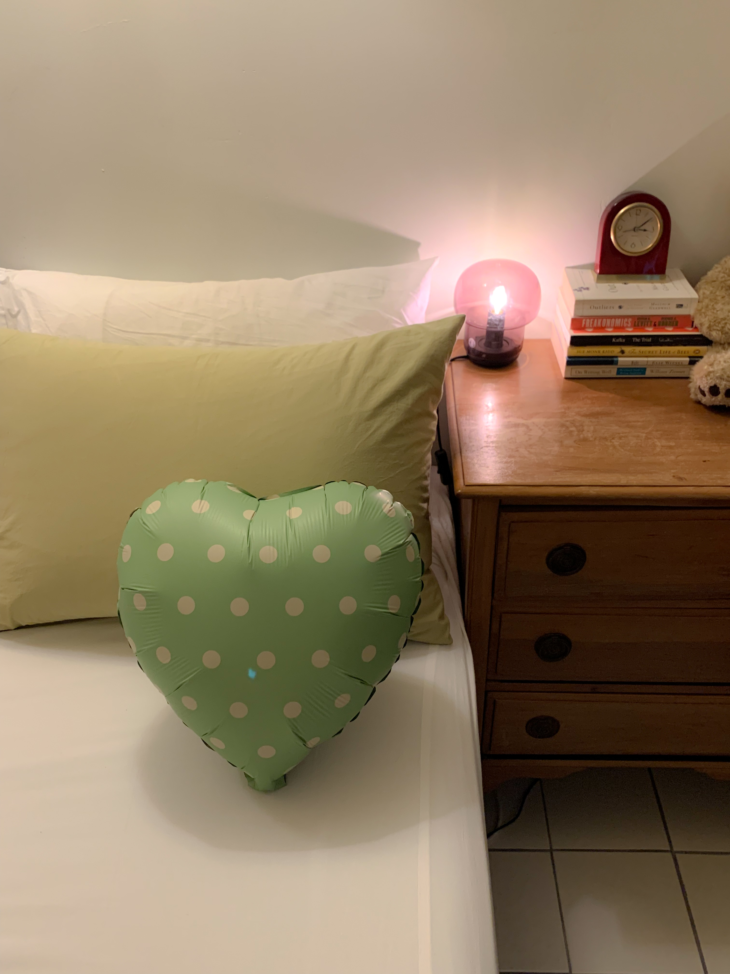 땡땡이 하트풍선 (연두)